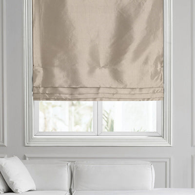 Antique Beige Solid Faux Silk Taffeta Roman Shade