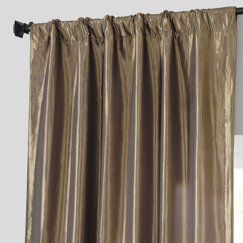 Gold Nugget Solid Faux Silk Taffeta Custom Curtain