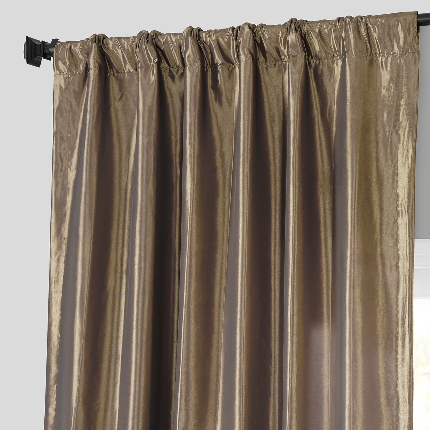 Gold Nugget Solid Faux Silk Taffeta Custom Curtain