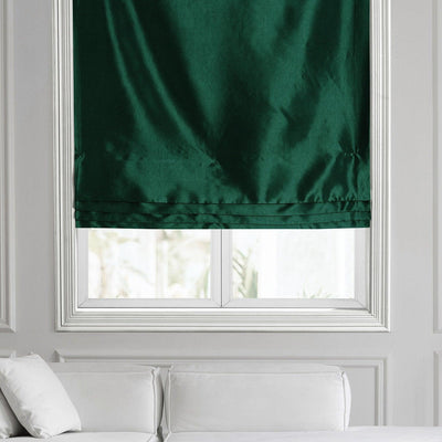Emerald Green Solid Faux Silk Taffeta Roman Shade