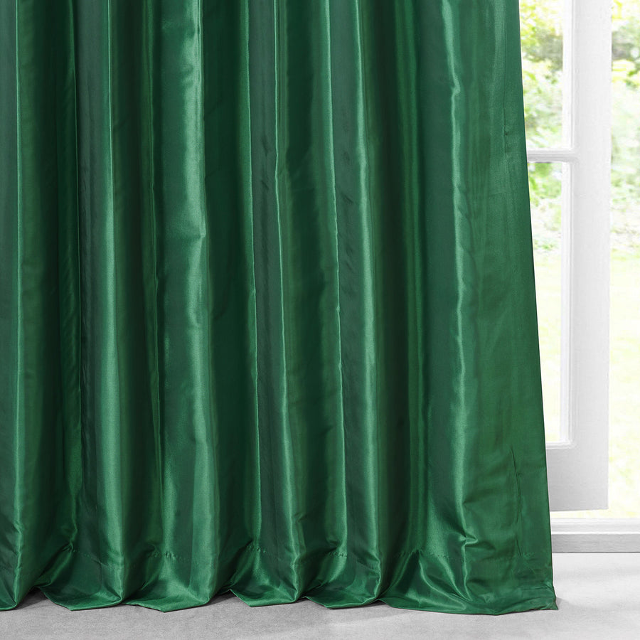 Emerald Green Solid Faux Silk Taffeta Custom Curtain