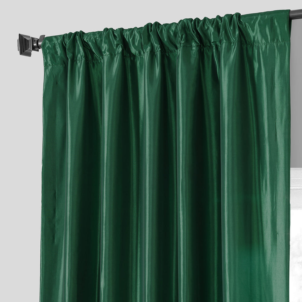 Emerald Green Solid Faux Silk Taffeta Custom Curtain