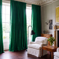 Emerald Green Solid Faux Silk Taffeta Custom Curtain