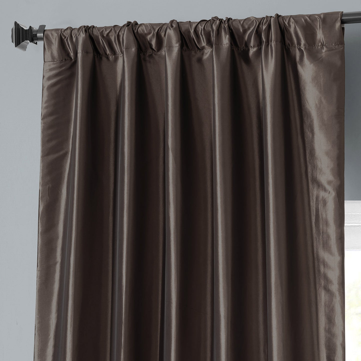 Mushroom Solid Faux Silk Taffeta Custom Curtain