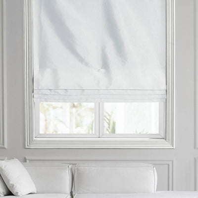 White Solid Faux Silk Taffeta Roman Shade