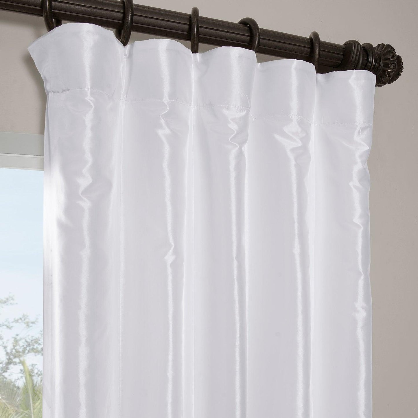White Solid Faux Silk Taffeta Room Darkening Curtain - HalfPriceDrapes.com