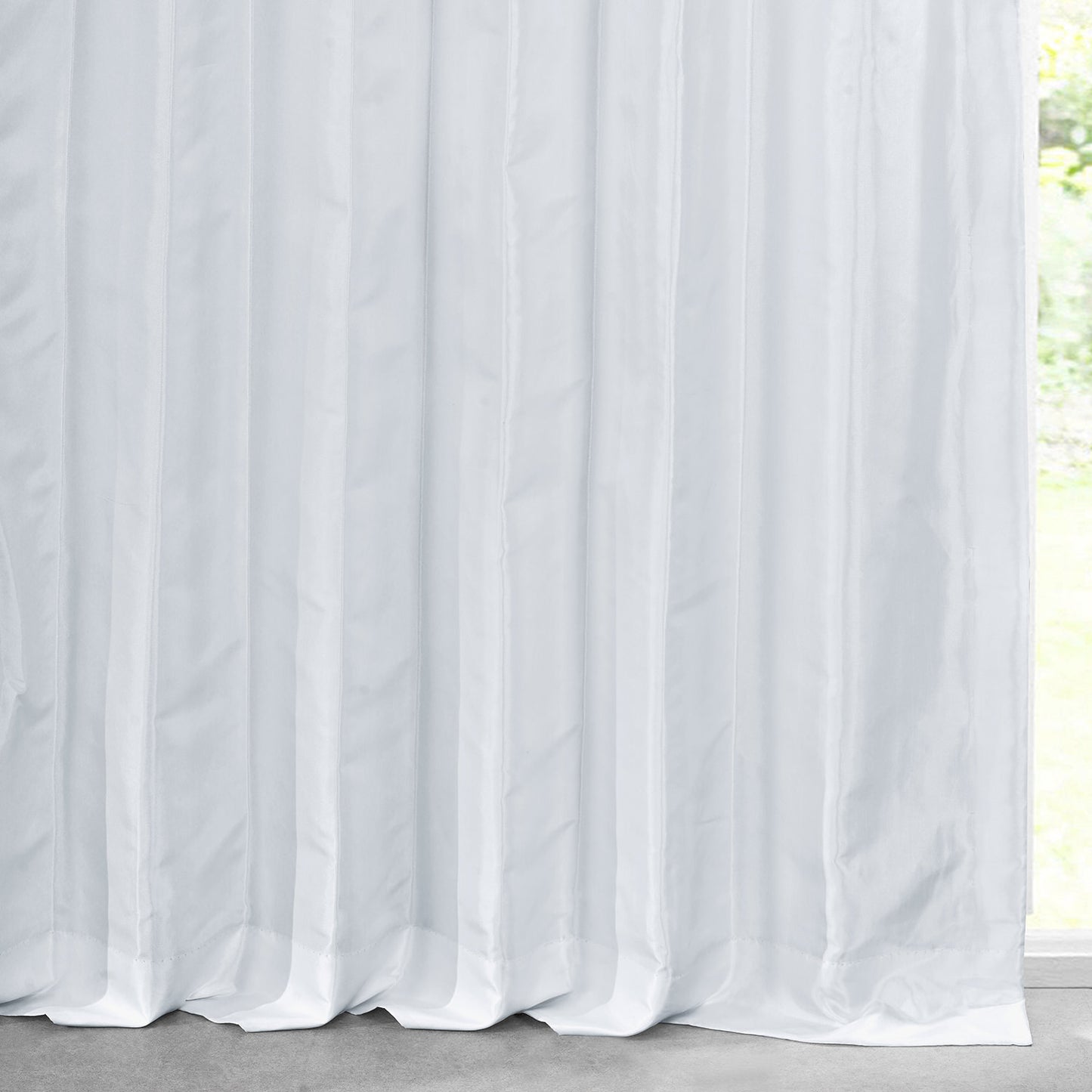 White Solid Faux Silk Taffeta Custom Curtain
