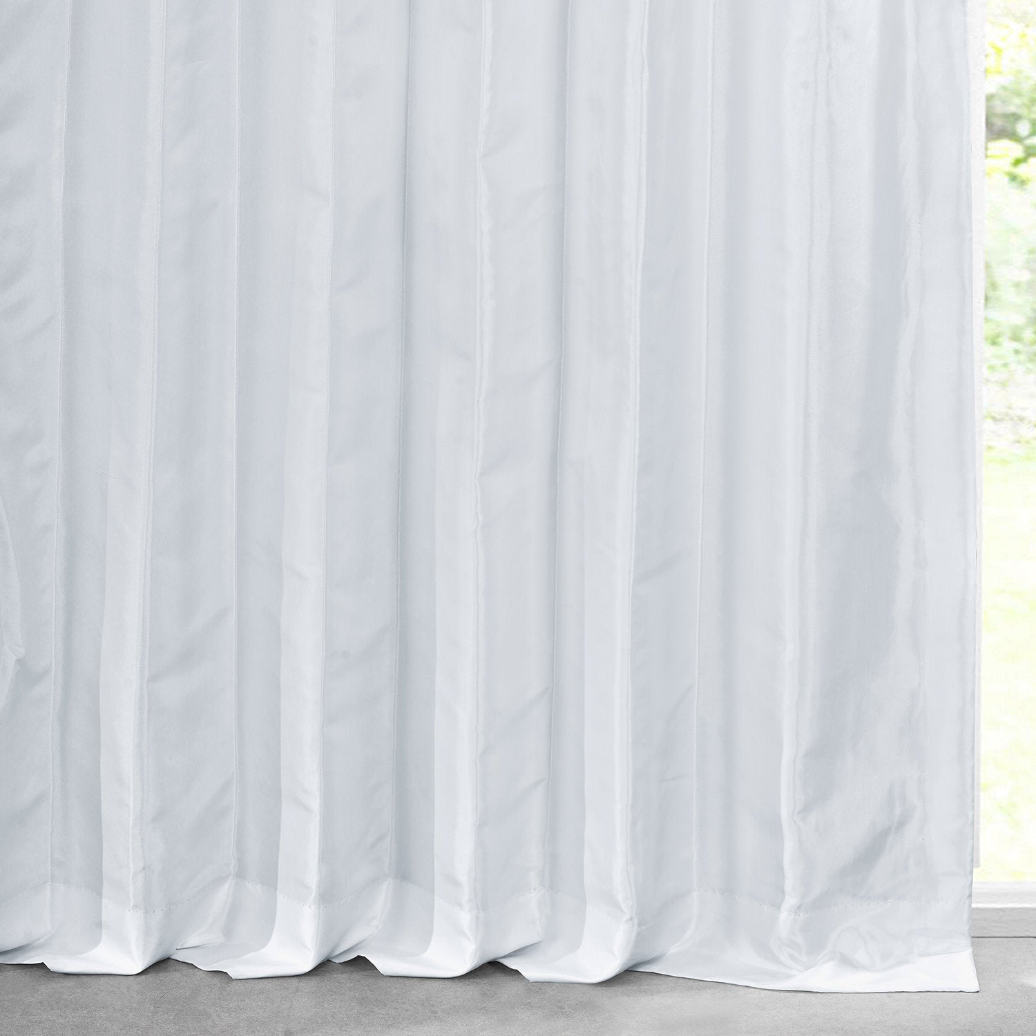 White Solid Faux Silk Taffeta Custom Curtain
