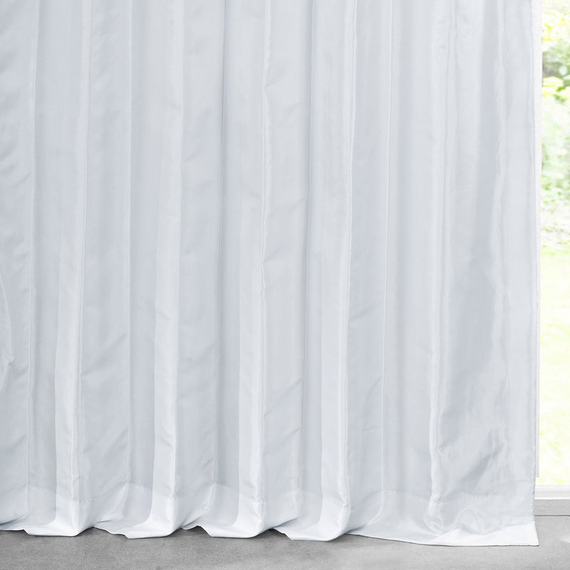 White Solid Faux Silk Taffeta Custom Curtain