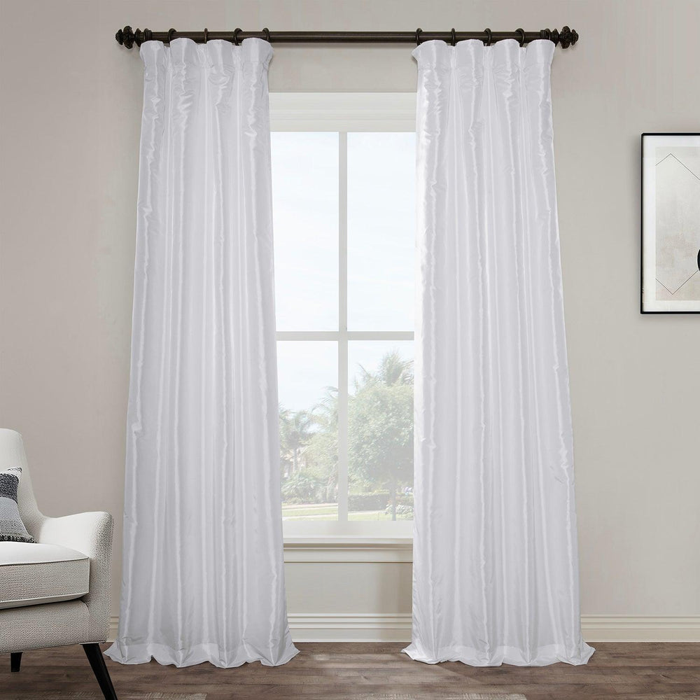 White Solid Faux Silk Taffeta Room Darkening Curtain - HalfPriceDrapes.com