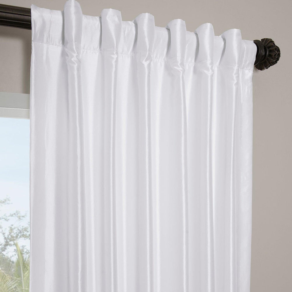 White Solid Faux Silk Taffeta Room Darkening Curtain - HalfPriceDrapes.com