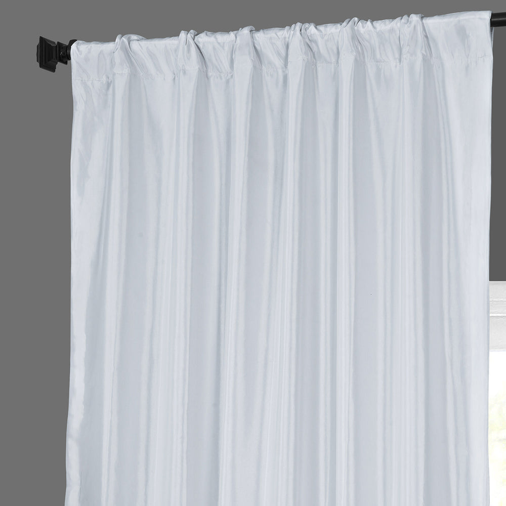 White Solid Faux Silk Taffeta Custom Curtain