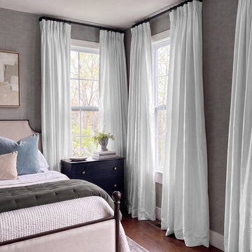 White Solid Faux Silk Taffeta Custom Curtain