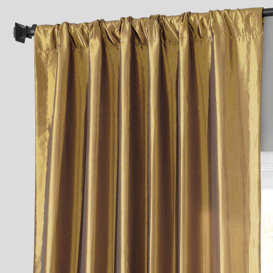 Golden Spice Solid Faux Silk Taffeta Custom Curtain