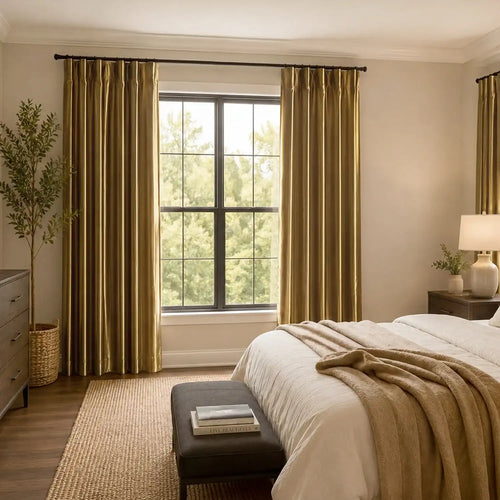 Golden Spice Solid Faux Silk Taffeta Custom Curtain