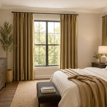Golden Spice Solid Faux Silk Taffeta Custom Curtain