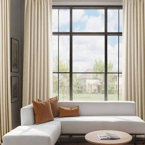 Parchment Cream Italian Faux Linen Custom Curtain