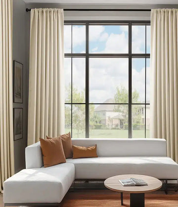 Parchment Cream Italian Faux Linen Custom Curtain