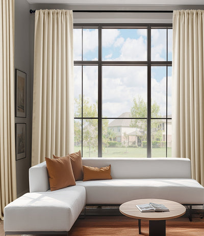 Parchment Cream Italian Faux Linen Custom Curtain