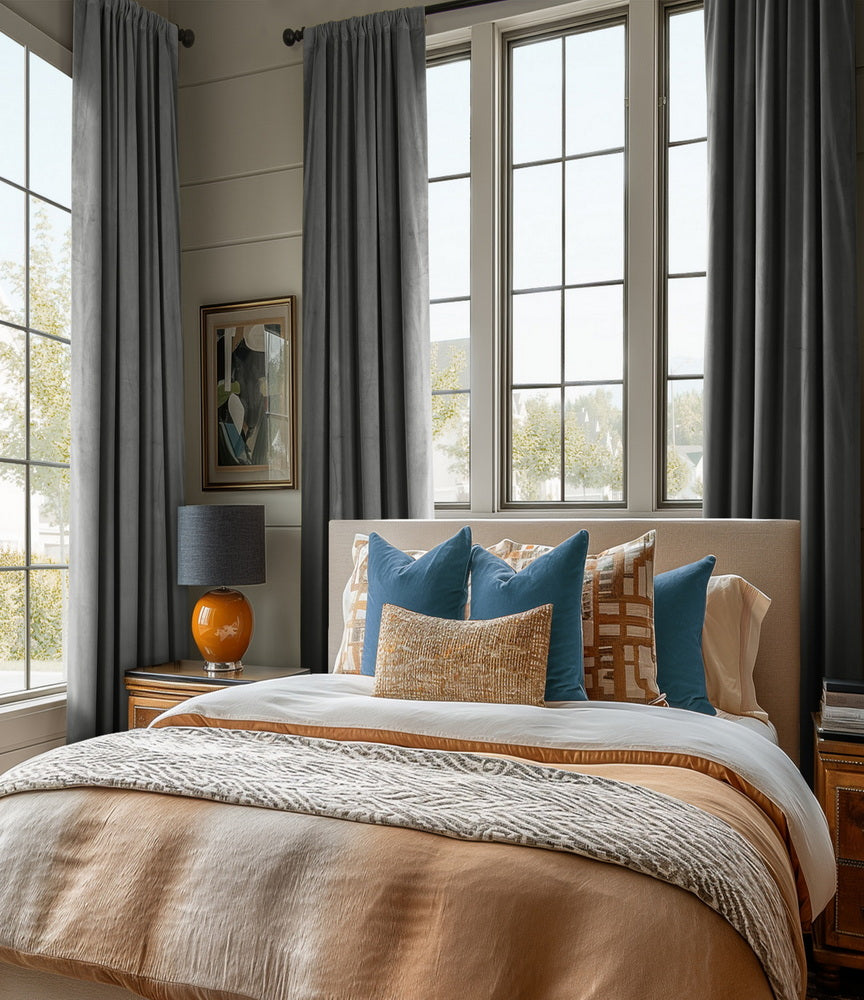 Pepper Grey Heritage Plush Velvet Custom Curtain