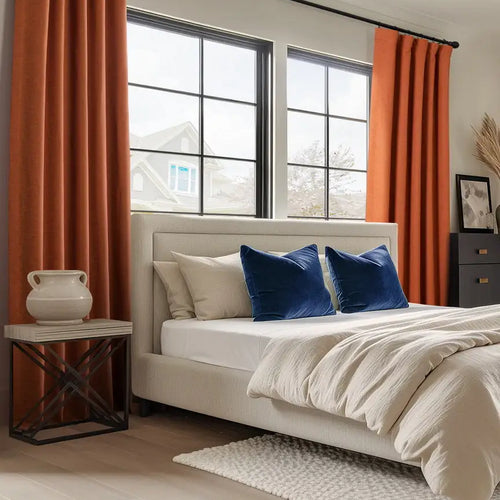 Persimmon Bellino Textured Faux Linen Custom Curtain