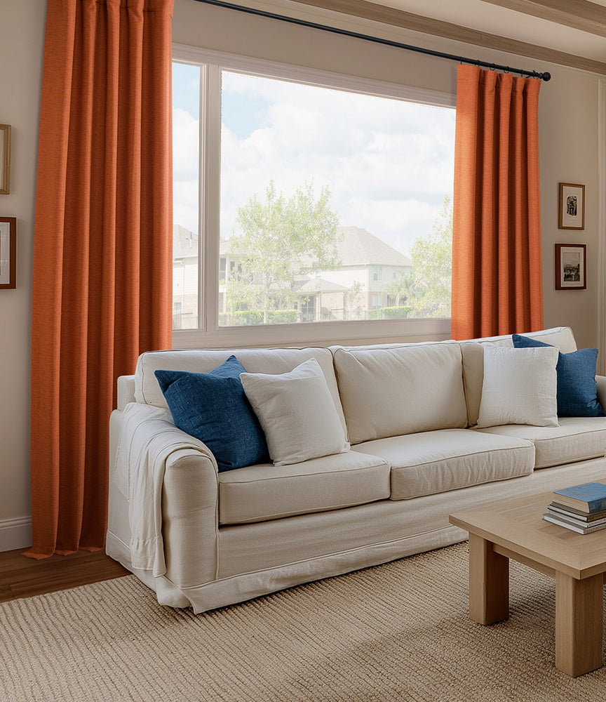 Persimmon Textured Bellino Custom Curtain