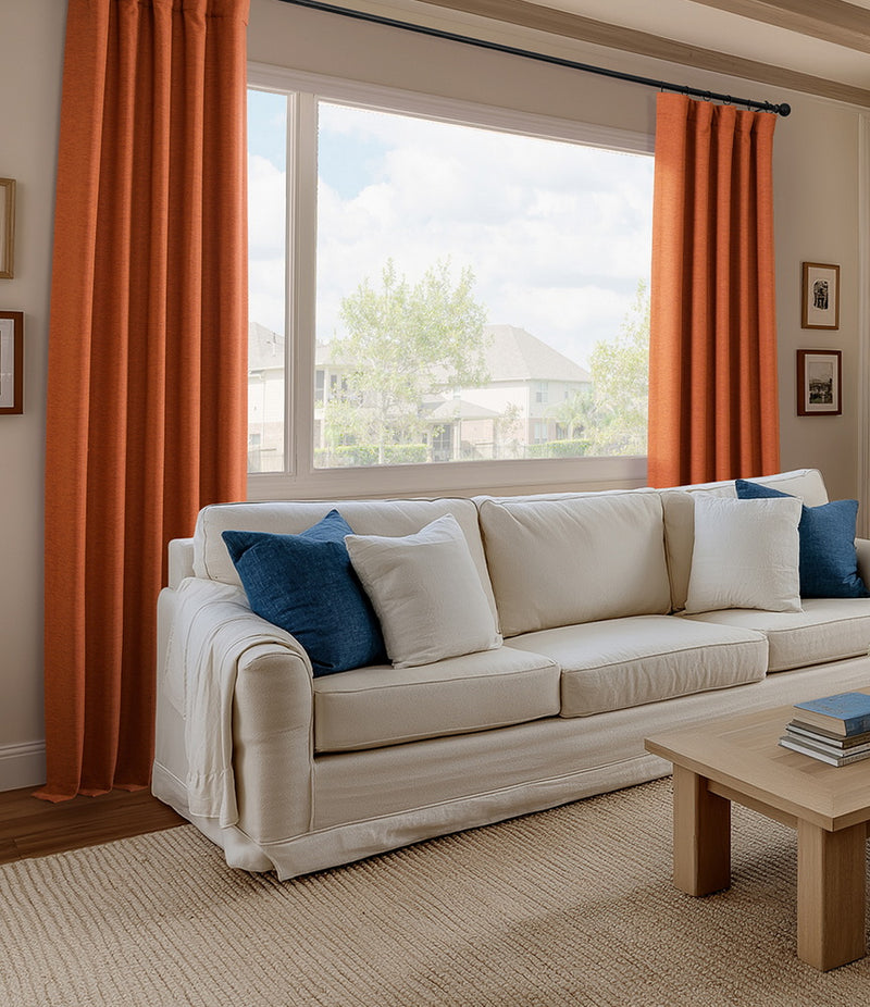 Persimmon Textured Bellino Custom Curtain