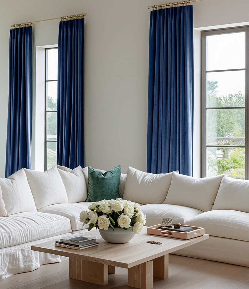 Pisces Blue Heritage Plush Velvet Custom Curtain