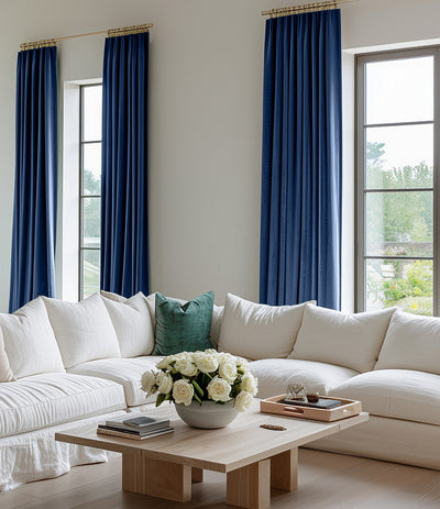 Pisces Blue Heritage Plush Velvet Custom Curtain