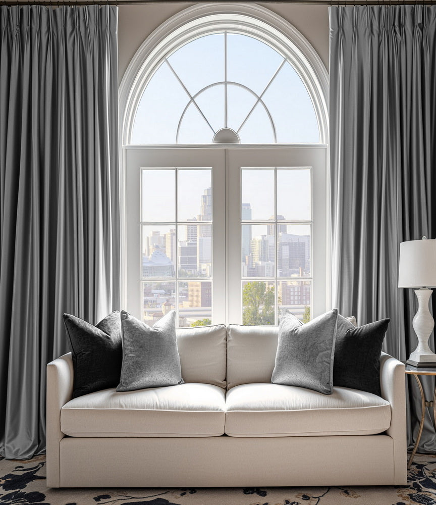 Platinum Solid Faux Silk Taffeta Custom Curtain