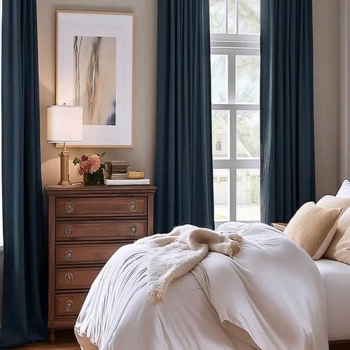 Polo Navy Solid Cotton Custom Curtain