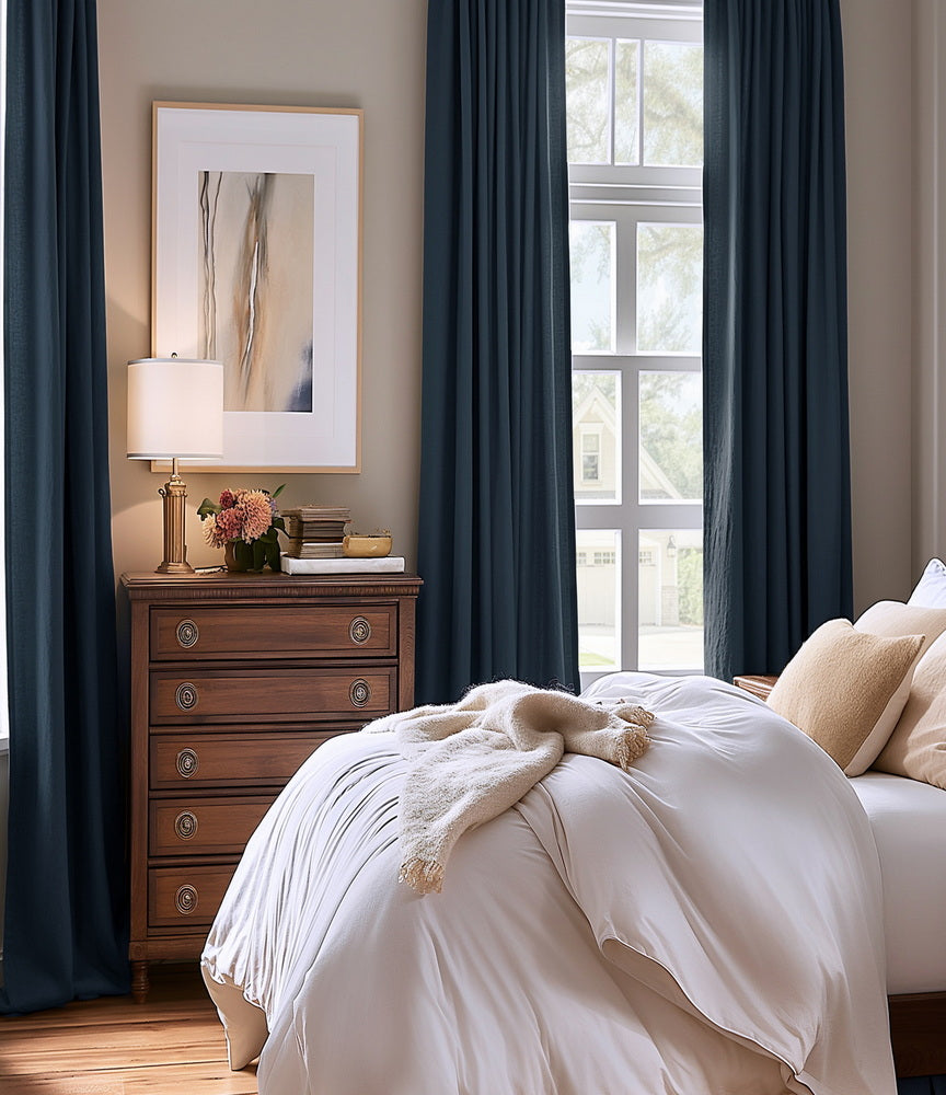 Polo Navy Solid Cotton Custom Curtain