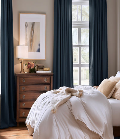 Polo Navy Solid Cotton Custom Curtain