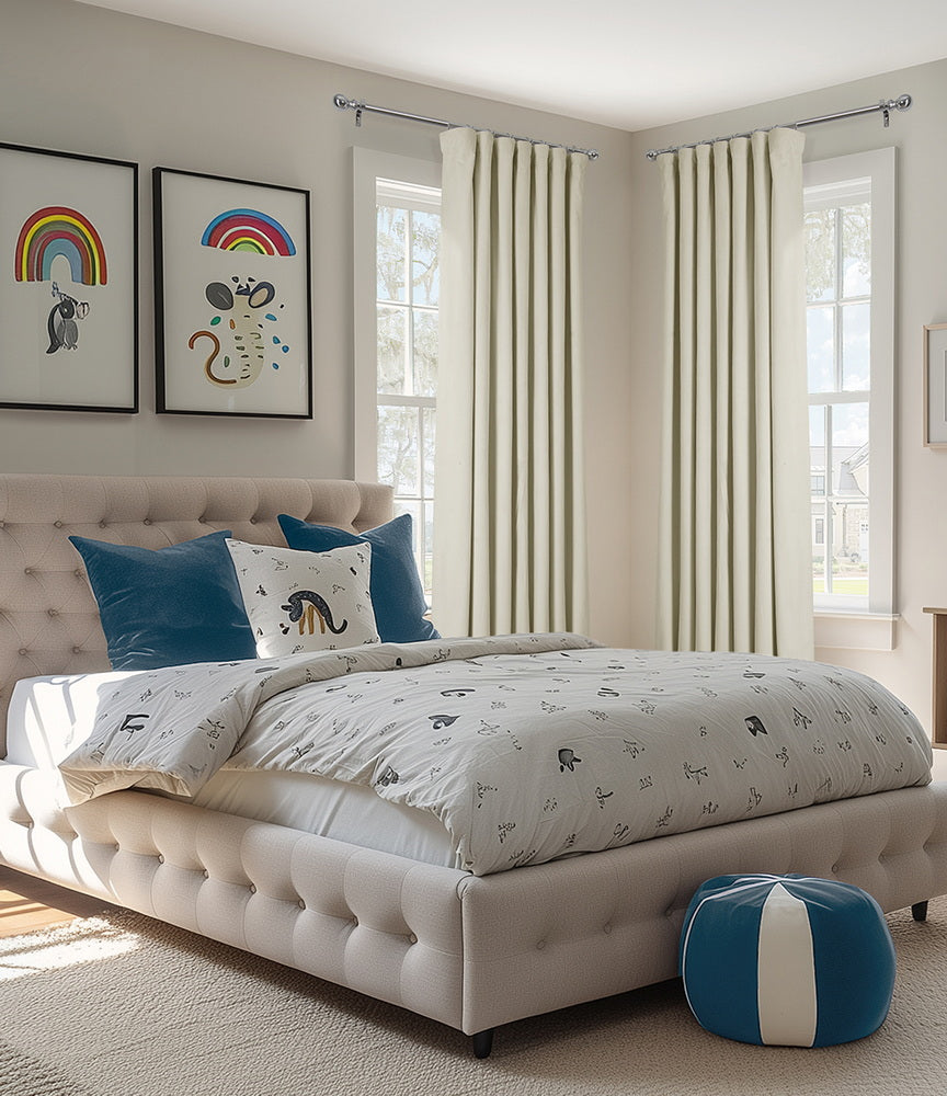 Porcelain White Signature Velvet Custom Curtain