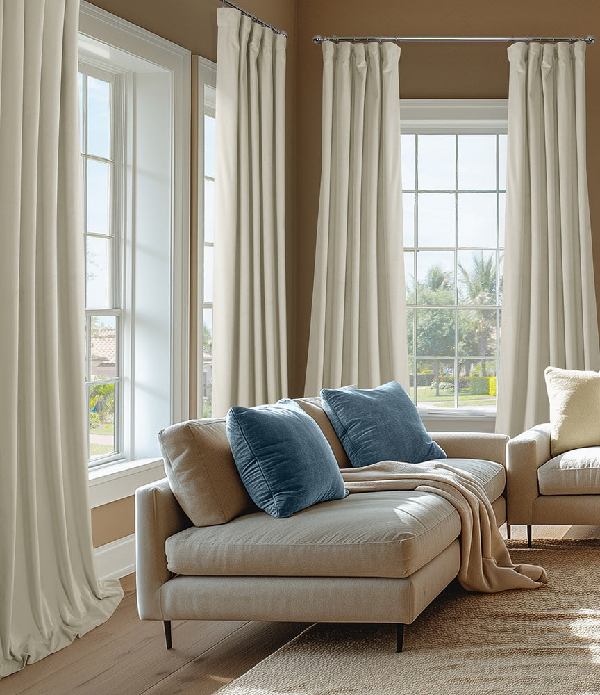 Porcelain White Signature Velvet Custom Curtain