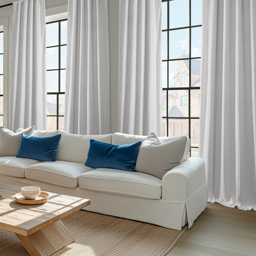 Prime White Dune Textured Cotton Custom Curtain