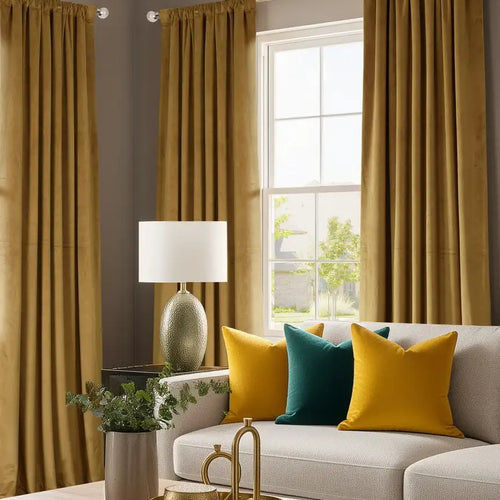 Retro Gold Heritage Plush Velvet Custom Curtain
