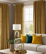 Retro Gold Heritage Plush Velvet Custom Curtain