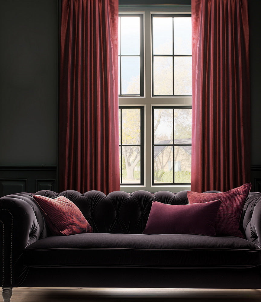 Ruby Vintage Textured Faux Dupioni Silk Custom Curtain