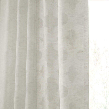 Calais Tile Cream Patterned Faux Linen Sheer Curtain - HalfPriceDrapes.com