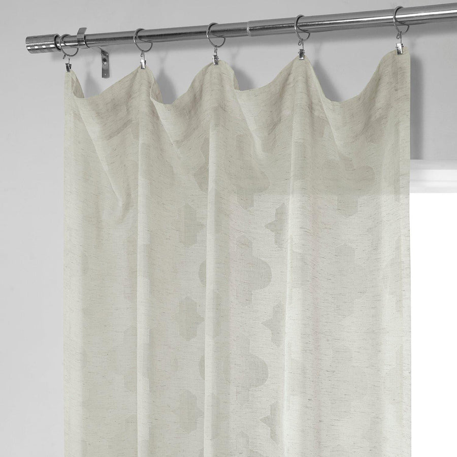 Calais Tile Cream Patterned Faux Linen Sheer Curtain - HalfPriceDrapes.com