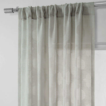 Calais Tile Grey Patterned Faux Linen Sheer Curtain - HalfPriceDrapes.com