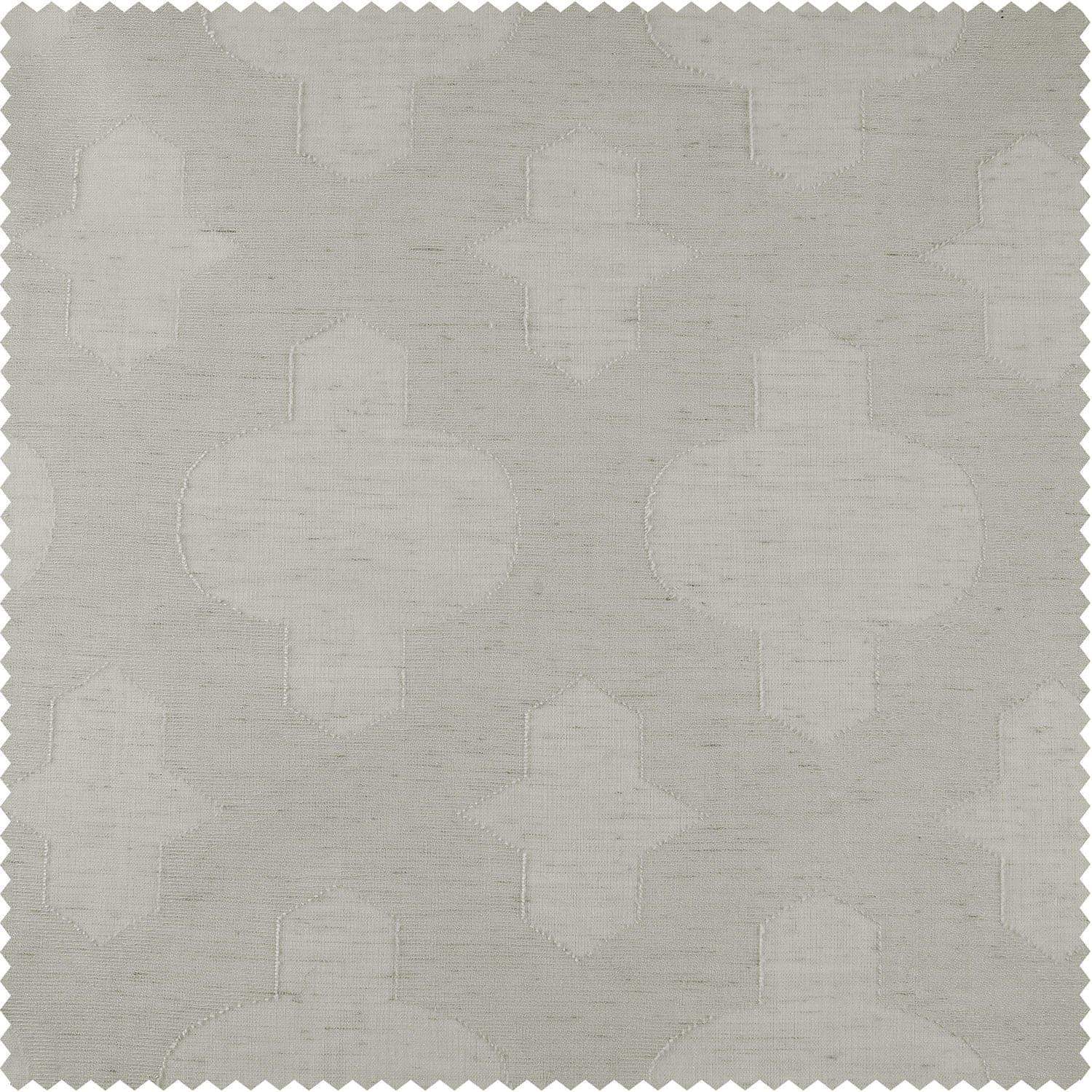 Calais Tile Grey Patterned Faux Linen Sheer Swatch - HalfPriceDrapes.com