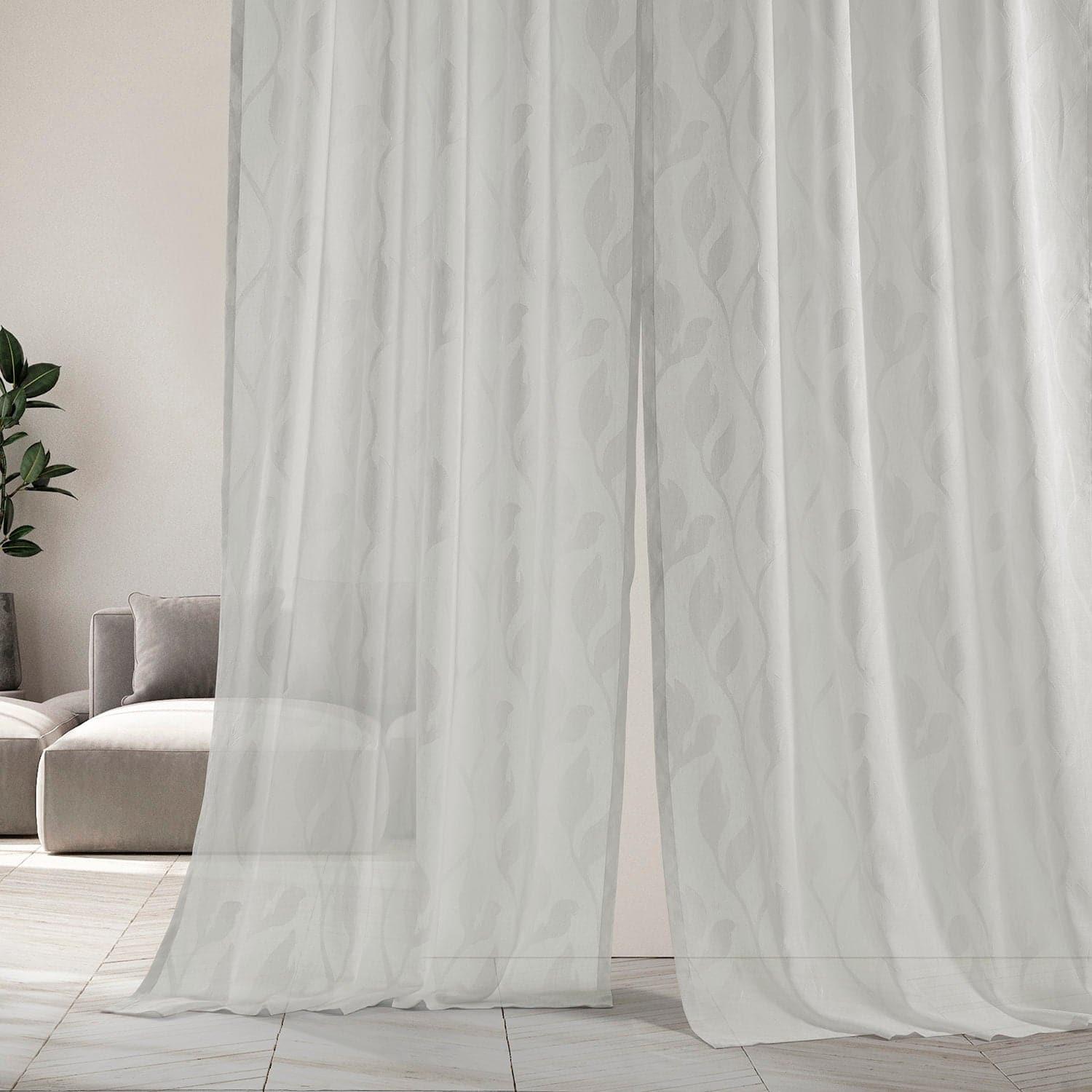 Avignon Vine Patterned Faux Linen Sheer Curtain - HalfPriceDrapes.com