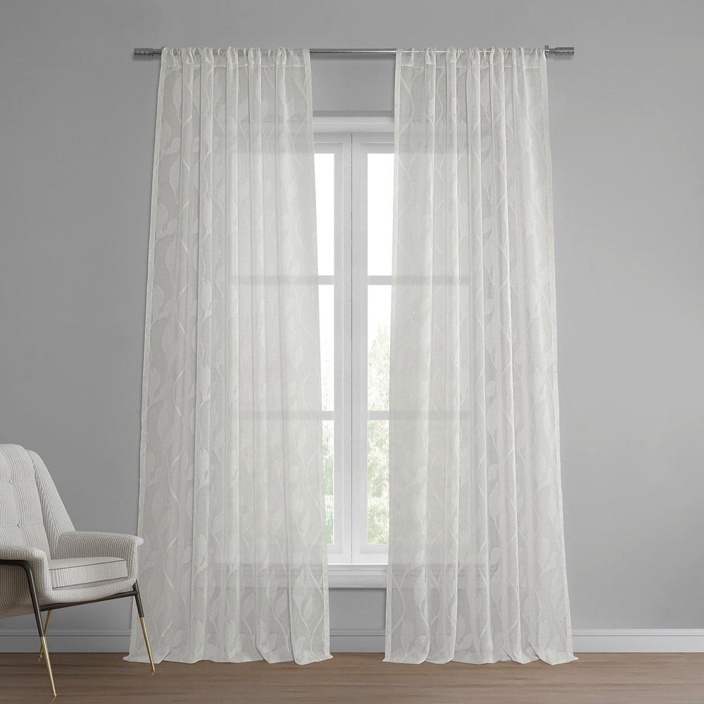 Avignon Vine Patterned Faux Linen Sheer Curtain - HalfPriceDrapes.com