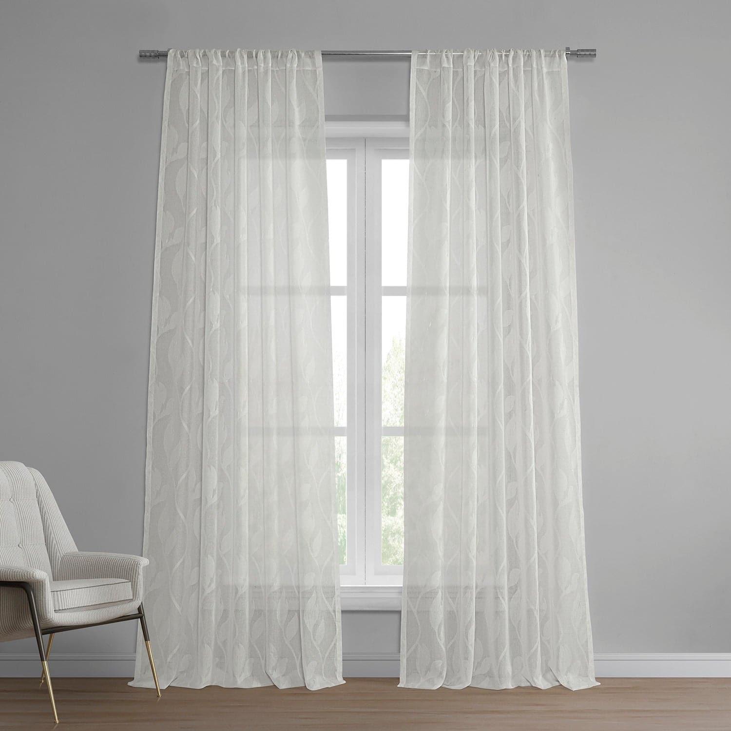 Avignon Vine Patterned Faux Linen Sheer Curtain - HalfPriceDrapes.com