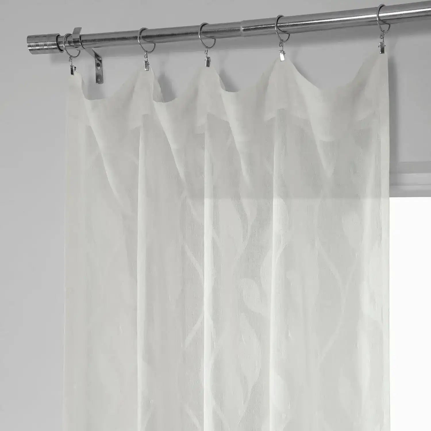 Avignon Vine Floral Patterned Faux Linen Sheer Curtain | Half