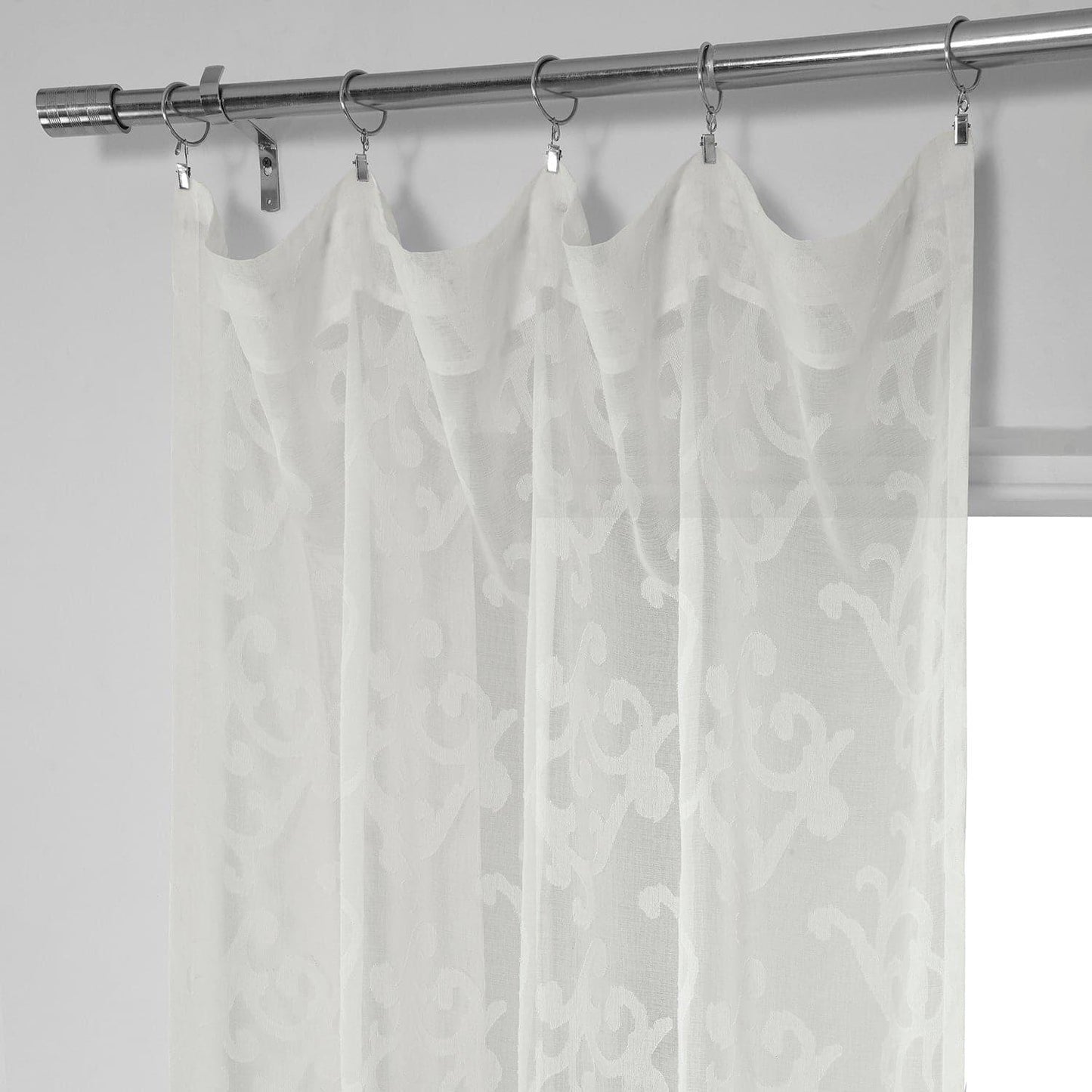 Paris Scroll Patterned Faux Linen Sheer Curtain - HalfPriceDrapes.com