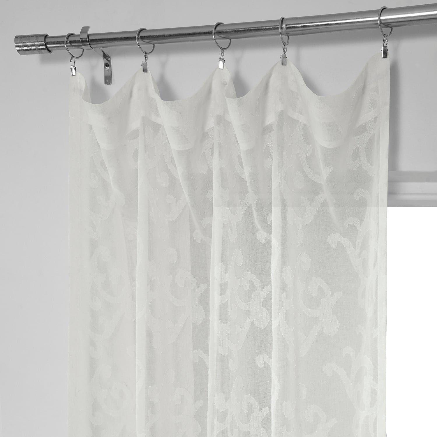 Paris Scroll Patterned Faux Linen Sheer Curtain - HalfPriceDrapes.com