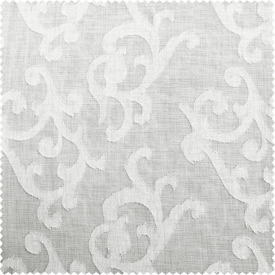 Paris Scroll Patterned Faux Linen Sheer Swatch - HalfPriceDrapes.com